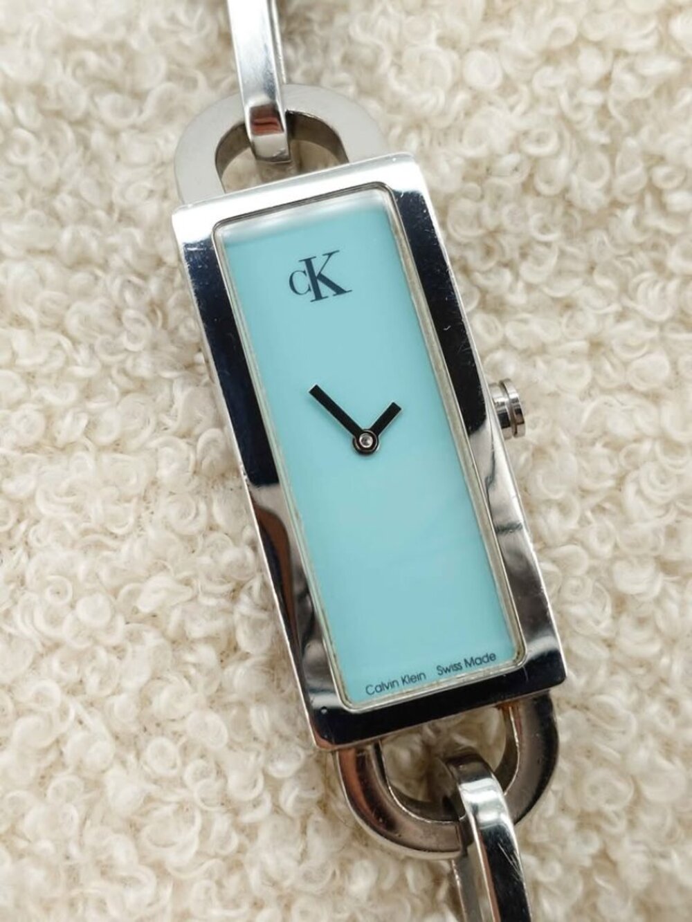 Calvin Klein Women's Watch K15231 Tiffany Blue Dial 17mm Swiss Made New Battery